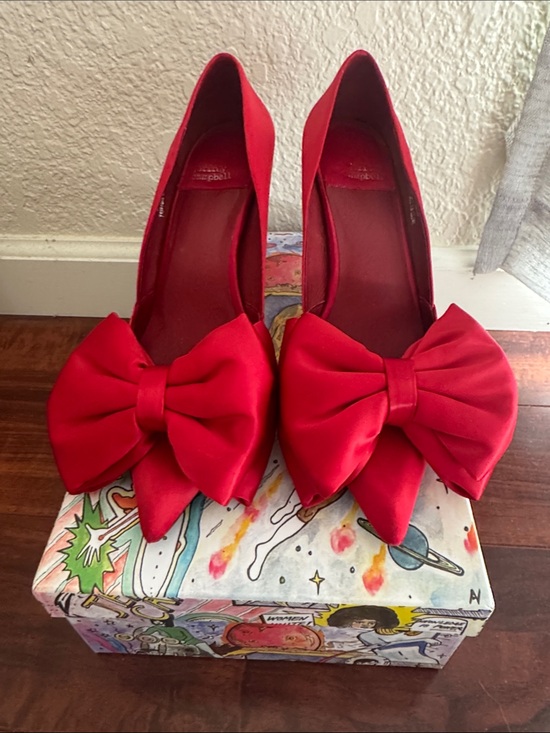 Jeffrey Campbell Shoes - Jeffrey Campbell Red Satin Pointed-Toe Pumps with Bow